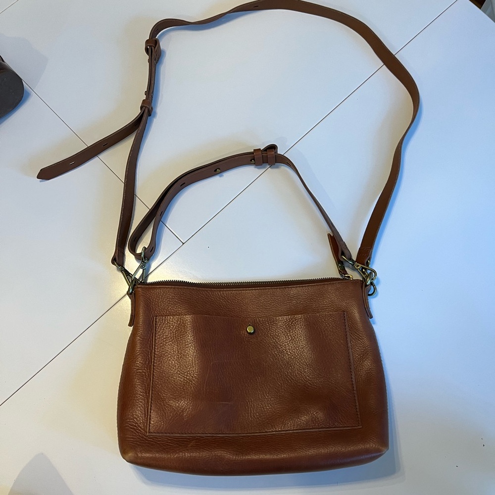Madewell crossbody cognac transport bag